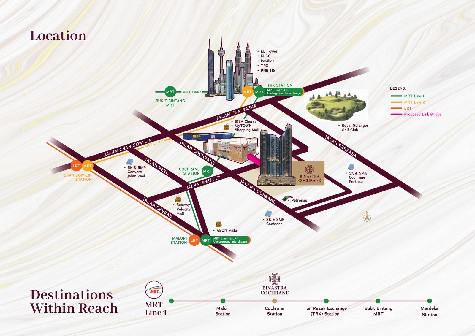 Binastra Cochrane location map showing nearby MRT stations and landmarks
